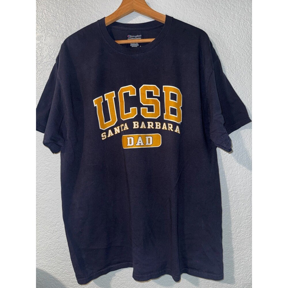 UCSB Santa Barbara Dad T Shirt Champion XL Navy Blue With Gold